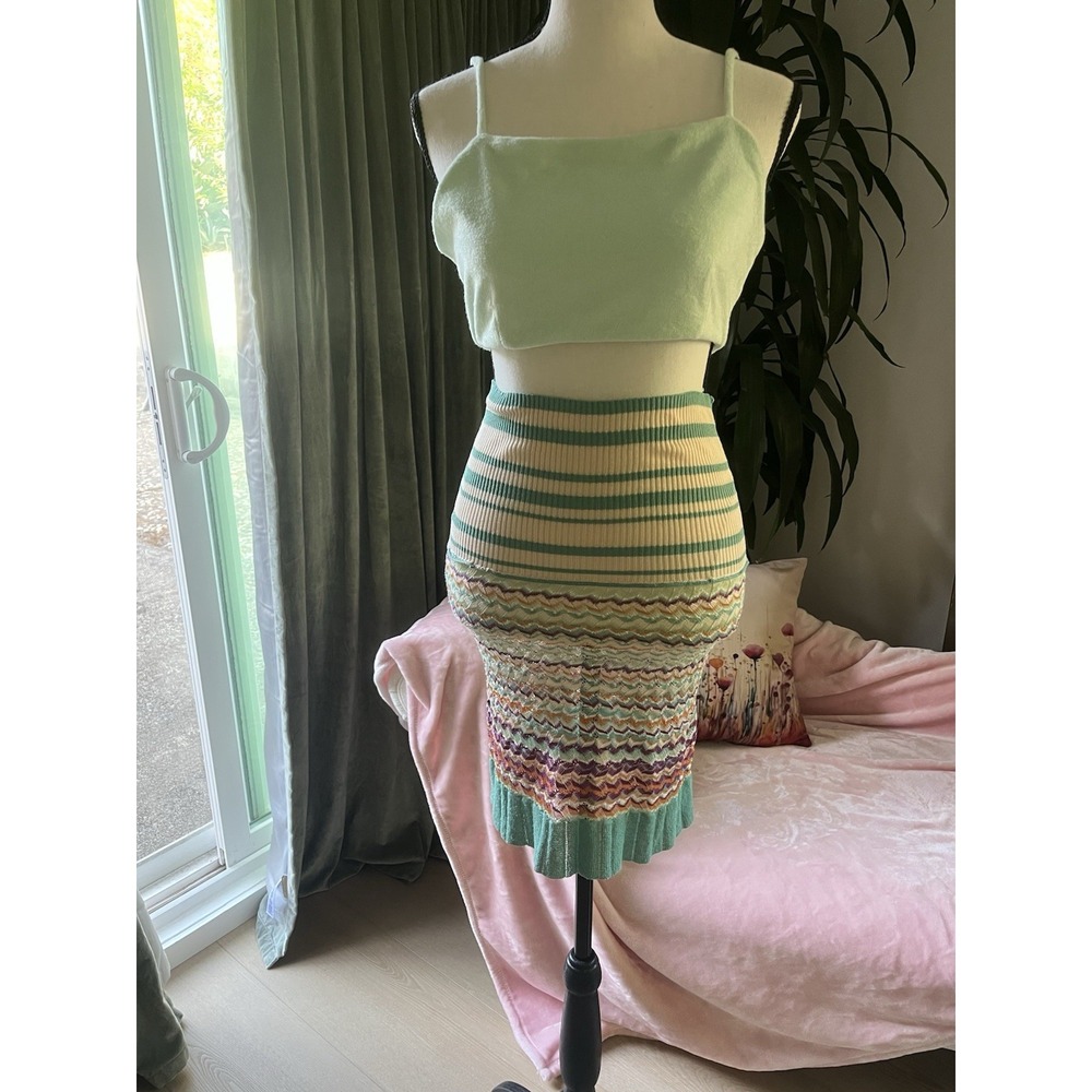 Missoni M Knit CONVERTIBLE Top Skirt Dress Zigzag Chevron Teal Purple Sz 2 IT 38 - Picture 6 of 16